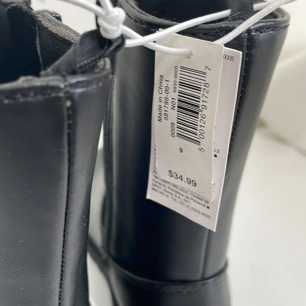 NWT Black Faux Leather Boots Todder Girls 9 Old Navy Zip Up